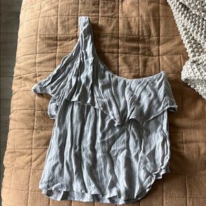 Gray One-Shoulder Women's Top